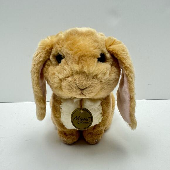 Miyoni by Aurora Tan White Lop Eared Rabbit Bunny 9" Plush Stuffy Stuffie - Picture 2 of 9